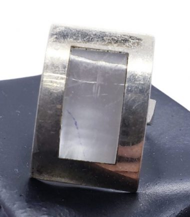 ANILLO RECTANGULAR BOMBE Y BISEL CHICO (ANCL09)